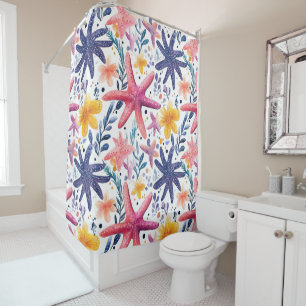 Colourful Sea Life Starfish Shower Curtain