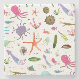 Colourful Sea Life Stone Coaster