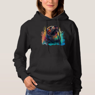 Colourful Sea Lion Sea Animal Lover Splash Art Hoodie