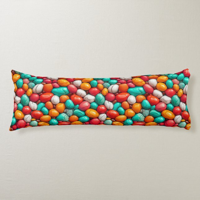 Colourful Sea pebbles Body Cushion (Front)