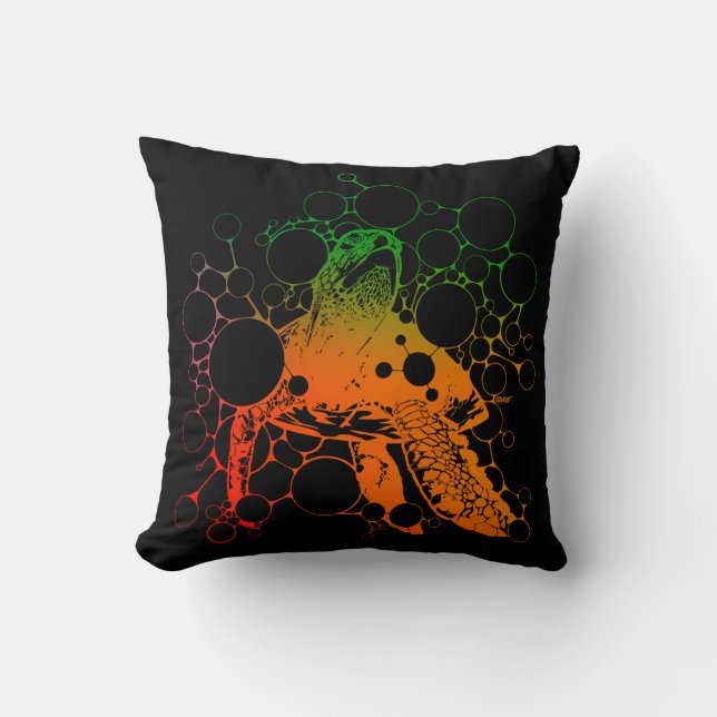 Colourful Sea Turtle Cushion (Front)