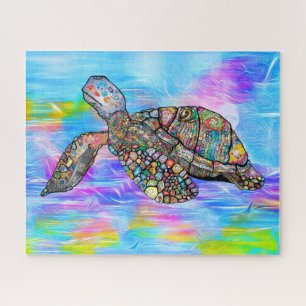 Colourful Sea Turtle   Custom Jigsaw Puzzle