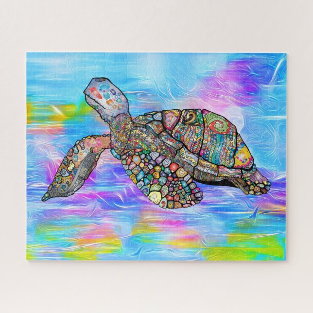 Colourful Sea Turtle | Custom Jigsaw Puzzle (Horizontal)