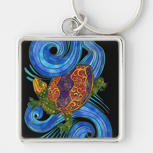 Colourful Sea Turtle Keychain (Front)