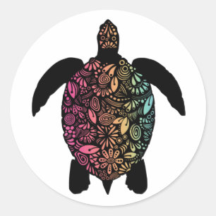 Colourful Sea Turtle Round Sticker