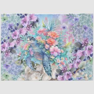 Colourful Sea Turtle  & Watercolor Florals Tissue Paper