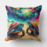 Colourful Sea Turtles Under a Cosmic Sky