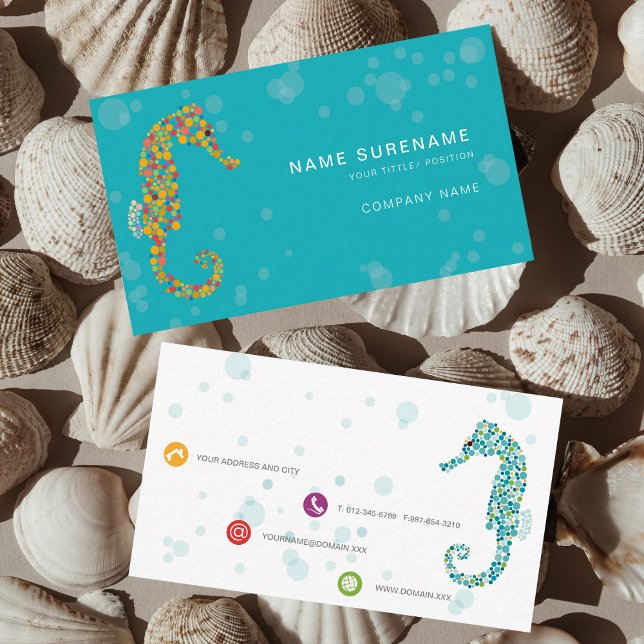 Colourful Seahorse Dots Abstract Illustration Art Business Card (Creator Uploaded)