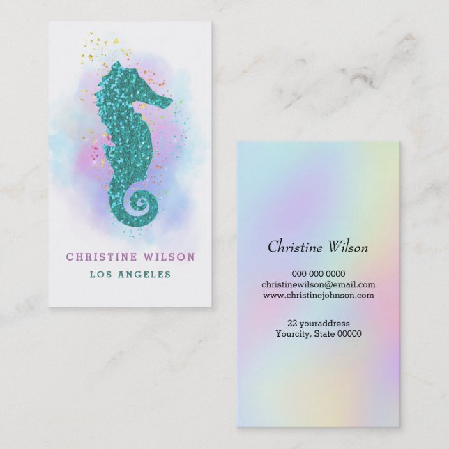 •colourful seahorse logo business card (Front/Back)