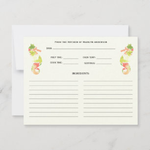 Colourful Seahorse Ocean Family Recipe Cards