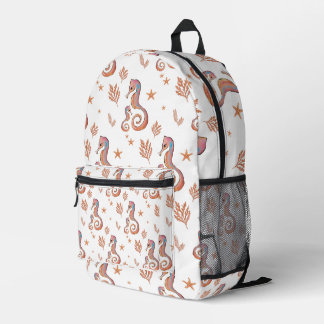 Colourful Seahorse Ocean Pattern Printed Backpack