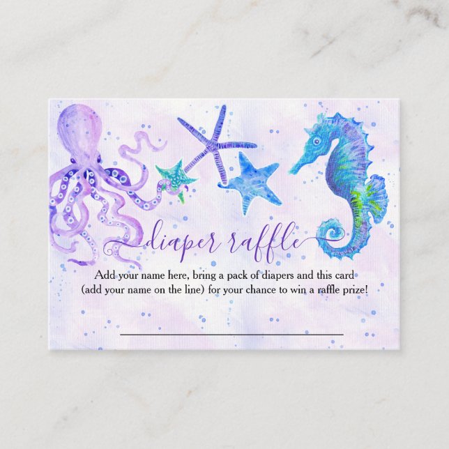 Colourful Seahorse Octopus Starfish Seaside Baby Business Card (Front)