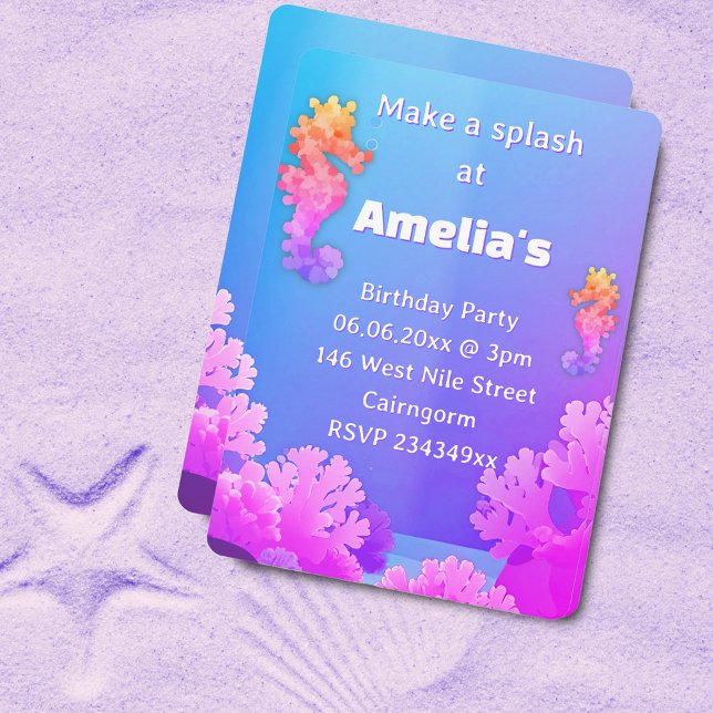 Colourful Seahorse Party Invitation (Creator Uploaded)