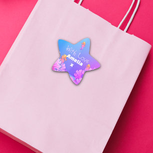 Colourful Seahorse Party  Star Sticker