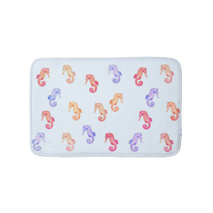 Colourful Seahorses Pattern  Bath Mat