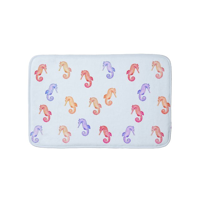 Colourful Seahorses Pattern  Bath Mat (Front)