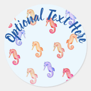 Colourful Seahorses Pattern Classic Round Sticker