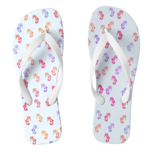 Colourful Seahorses Pattern Flip Flops