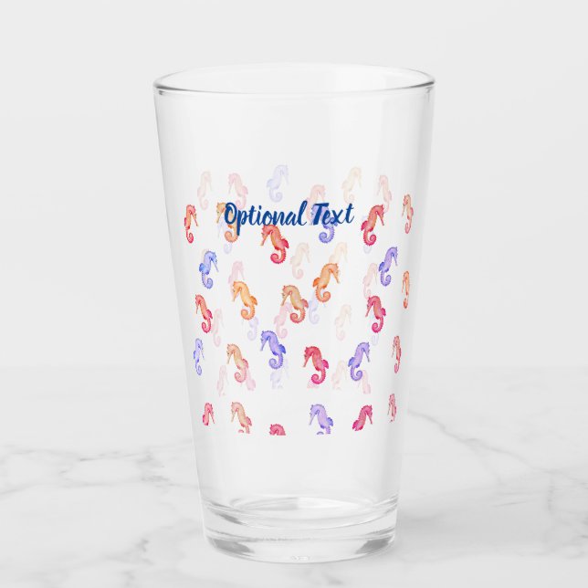 Colourful Seahorses Pattern  Glass (Front)
