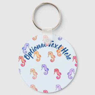 Colourful Seahorses Pattern Key Ring