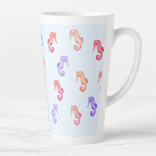 Colourful Seahorses Pattern Latte Mug