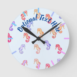 Colourful Seahorses Pattern Round Clock