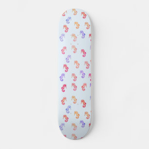 Colourful Seahorses Pattern   Skateboard