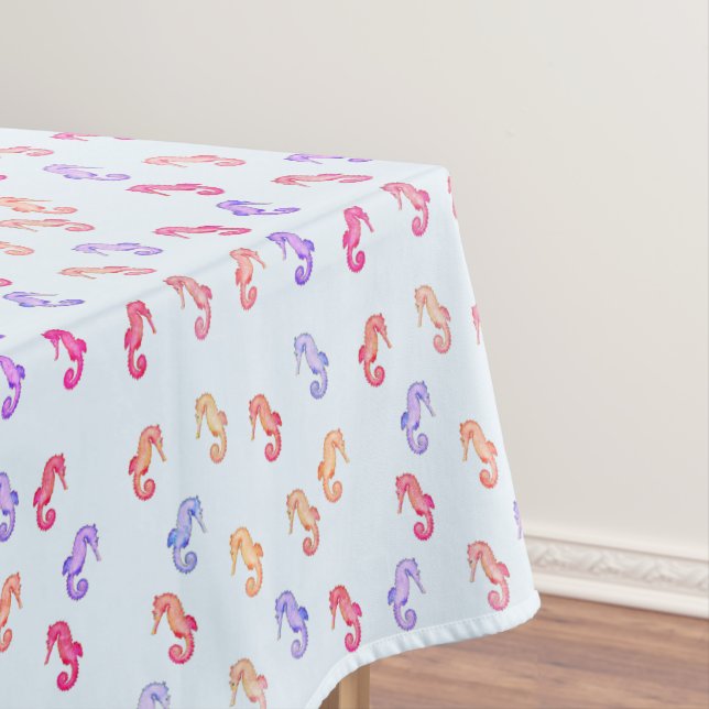 Colourful Seahorses Pattern   Tablecloth (In Situ)