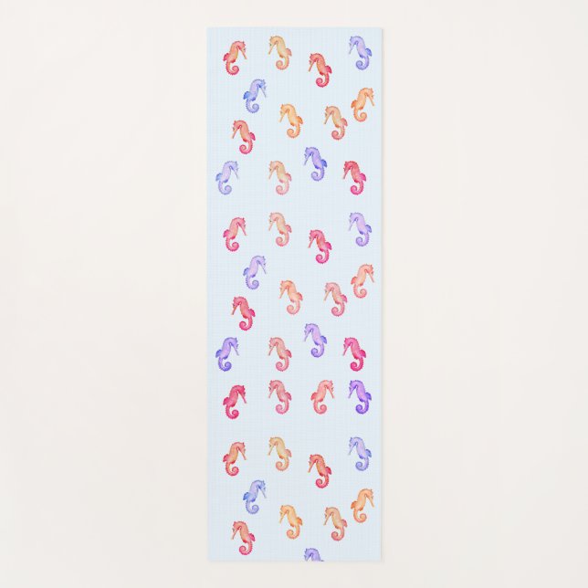 Colourful Seahorses Pattern  Yoga Mat (Front)