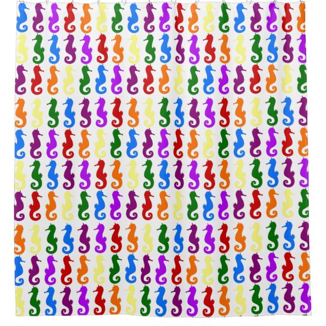 Colourful Seahorses Shower Curtain (Front)