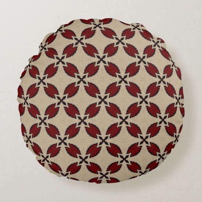 Colourful seamless geometric tile pattern abstract round cushion (Front)