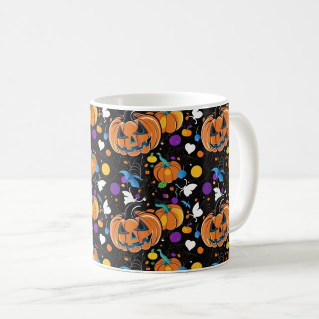 Colourful seamless Halloween pattern Coffee Mug (Front Right)