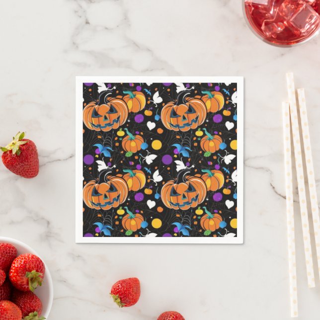 Colourful seamless Halloween pattern Napkin (Insitu)