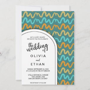 Colourful seamless pattern chic Wedding Invitation
