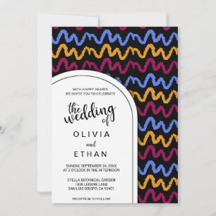 Colourful seamless pattern chic Wedding Invitation