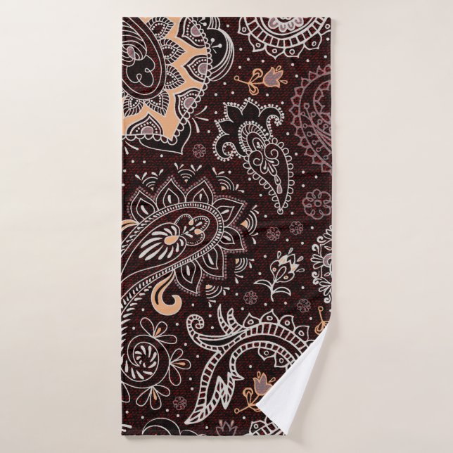 Colourful seamless pattern in paisley style. Vinta Bath Towel (Bath Towel)