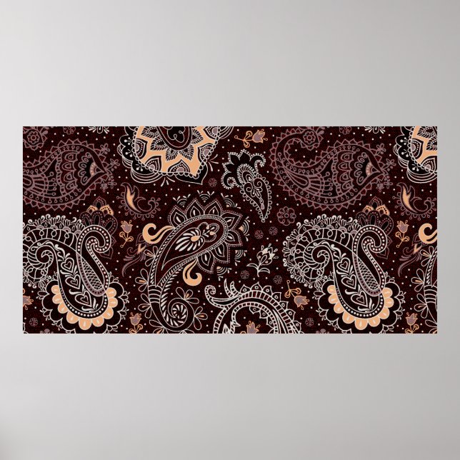 Colourful seamless pattern in paisley style. Vinta Poster (Front)