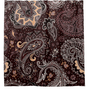 Colourful seamless pattern in paisley style. Vinta Shower Curtain