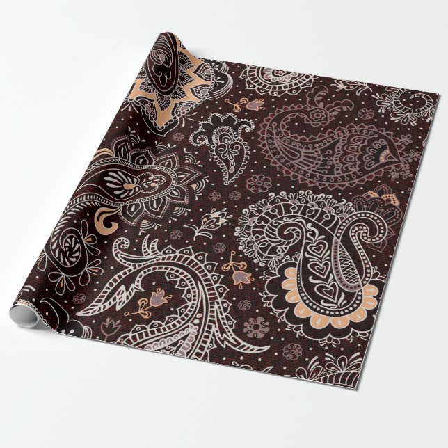 Colourful seamless pattern in paisley style. Vinta Wrapping Paper (Unrolled)