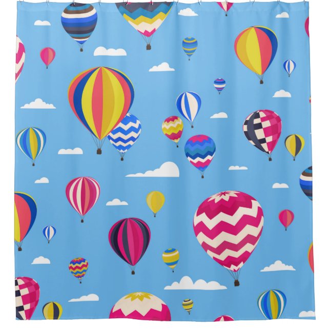 Colourful seamless pattern with air balloons and c shower curtain (Front)