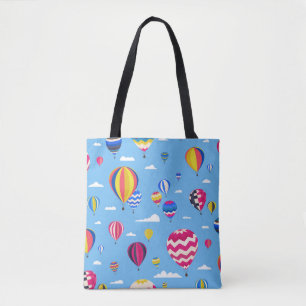Colourful seamless pattern with air balloons and c tote bag