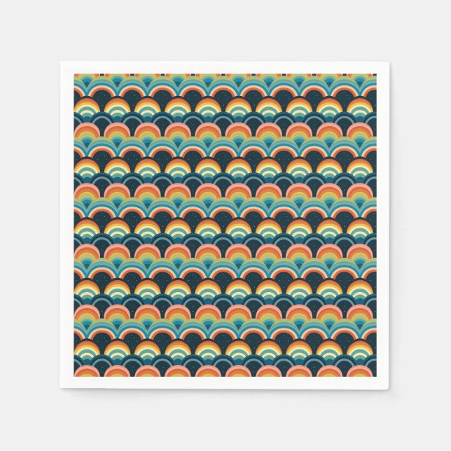 Colourful Seamless Pattern with Rainbows and Stars Napkin (Front)