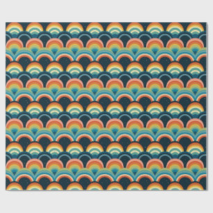 Colourful Seamless Pattern with Rainbows and Stars Wrapping Paper