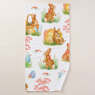 Colourful seamless pattern with spring easter conc bath towel