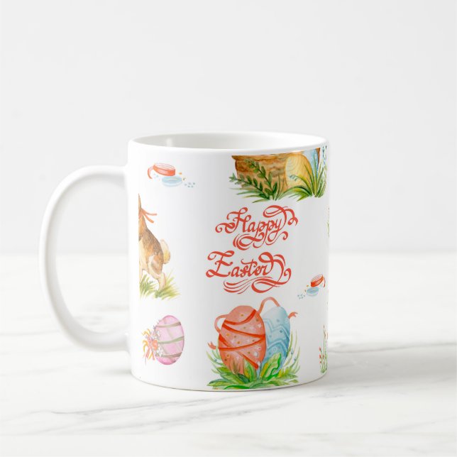 Colourful seamless pattern with spring easter conc coffee mug (Left)