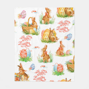 Colourful seamless pattern with spring easter conc fleece blanket