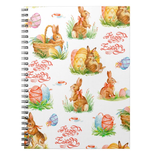 Colourful seamless pattern with spring easter conc notebook (Front)