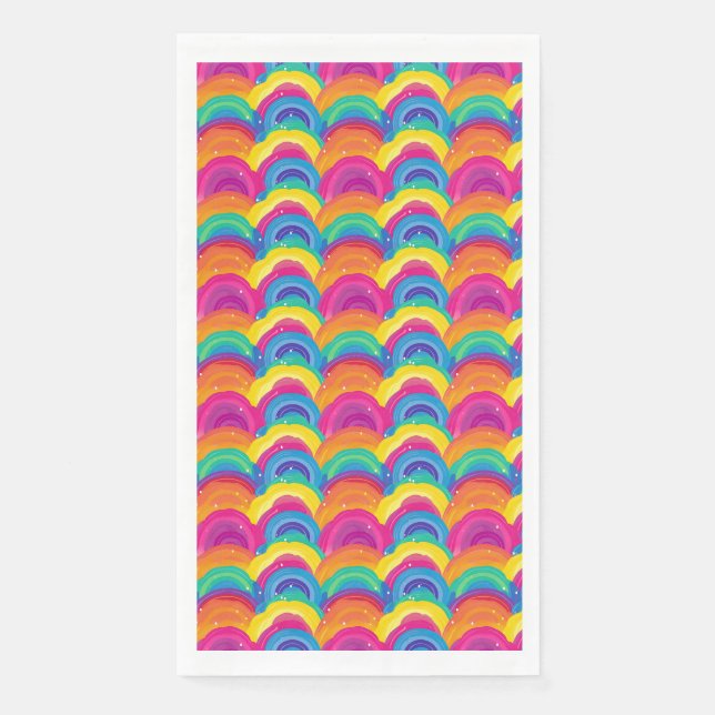 Colourful Seamless Rainbow and Wave Pattern Napkin (Front)