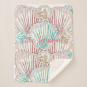 Colourful Seashell Cluster Sherpa Blanket