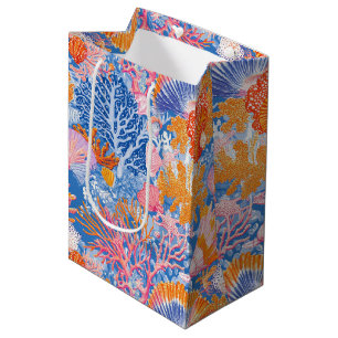 Colourful Seashell Coral Turquoise Purple Ocean Medium Gift Bag